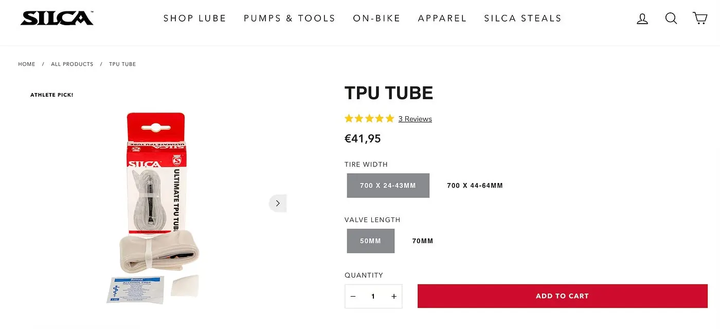 silcas new tpu tubes priced at 4195